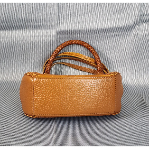Vintage Brighton Norah Mini Crossbody Brown Leather Crocodile Embossed 2 Straps - Picture 3 of 12